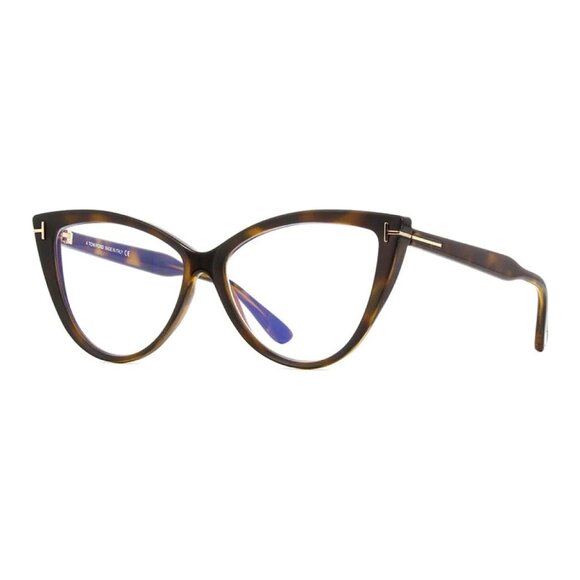 NEW TOM FORD FT5843-B/S 052 EYEGLASSES TF5843-B 052 CAT EYE HAVANA WOMEN EYEWEAR - Picture 1 of 3